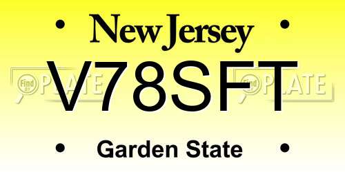 V78SFT New Jersey License Plate