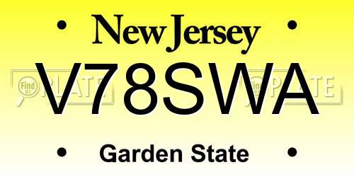 V78SWA New Jersey License Plate