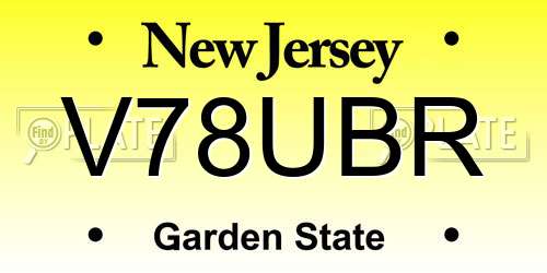 V78UBR New Jersey License Plate
