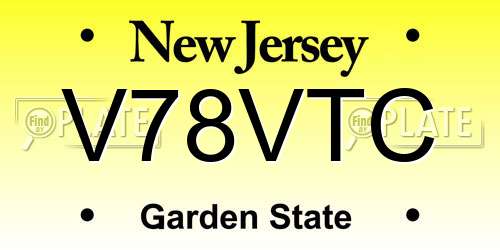 V78VTC New Jersey License Plate