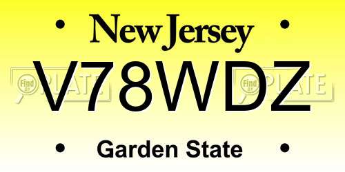V78WDZ New Jersey License Plate