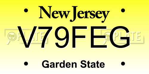 V79FEG New Jersey License Plate