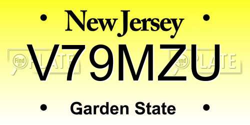 V79MZU New Jersey License Plate