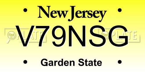 V79NSG New Jersey License Plate