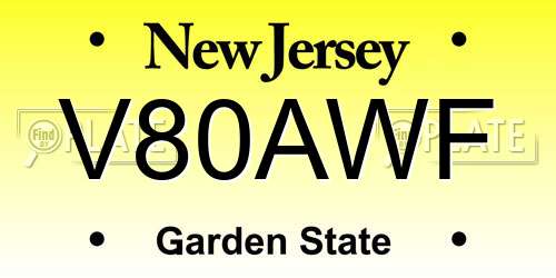 V80AWF New Jersey License Plate