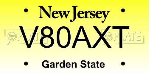 V80AXT New Jersey License Plate