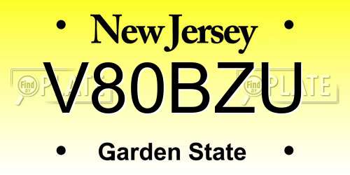 V80BZU New Jersey License Plate
