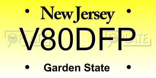 V80DFP New Jersey License Plate