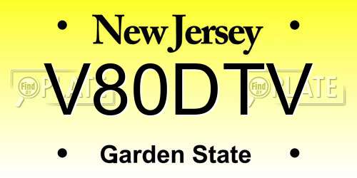 V80DTV New Jersey License Plate