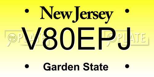 V80EPJ New Jersey License Plate