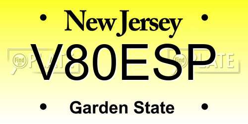 V80ESP New Jersey License Plate