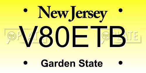 V80ETB New Jersey License Plate