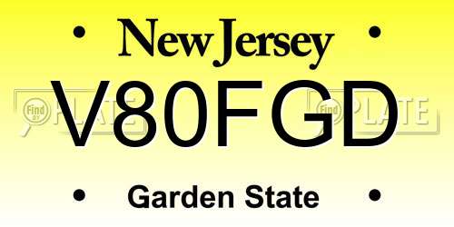 V80FGD New Jersey License Plate