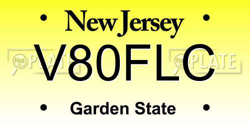 V80FLC New Jersey License Plate