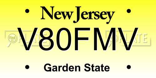 V80FMV New Jersey License Plate