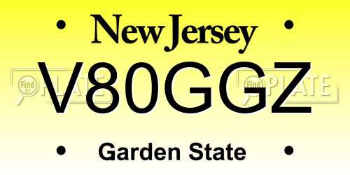 V80GGZ New Jersey License Plate