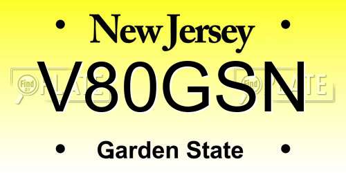 V80GSN New Jersey License Plate