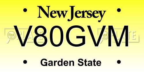 V80GVM New Jersey License Plate
