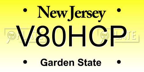 V80HCP New Jersey License Plate