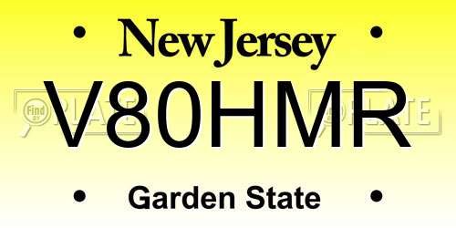 V80HMR New Jersey License Plate