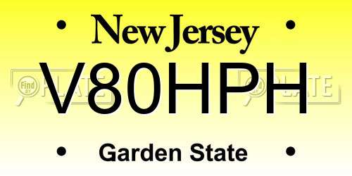 V80HPH New Jersey License Plate