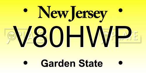 V80HWP New Jersey License Plate