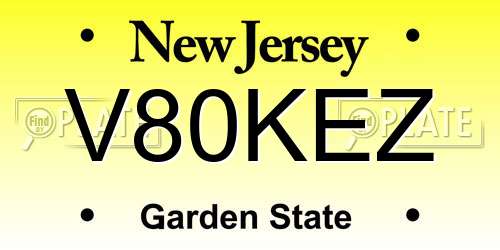 V80KEZ New Jersey License Plate