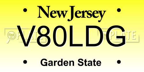 V80LDG New Jersey License Plate