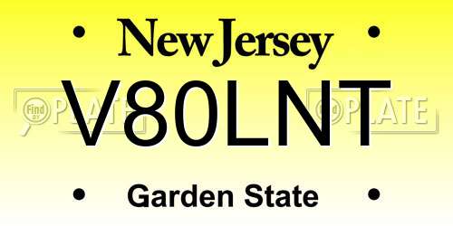 V80LNT New Jersey License Plate
