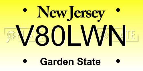 V80LWN New Jersey License Plate