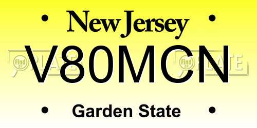 V80MCN New Jersey License Plate