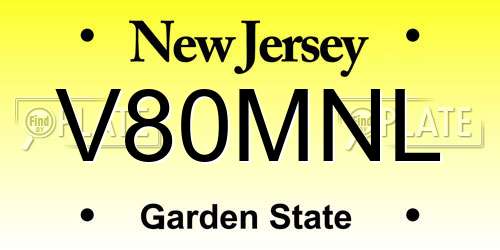 V80MNL New Jersey License Plate