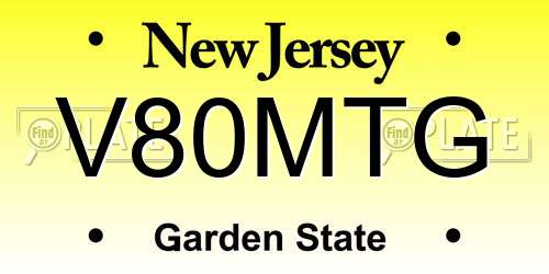 V80MTG New Jersey License Plate