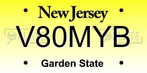 V80MYB New Jersey License Plate