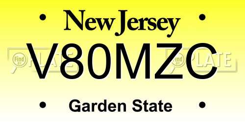 V80MZC New Jersey License Plate