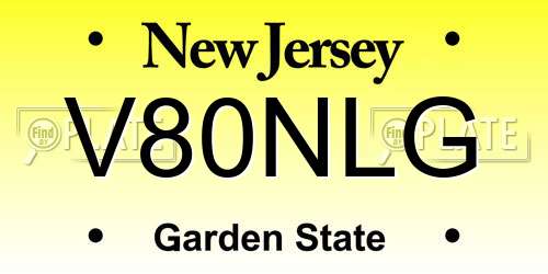 V80NLG New Jersey License Plate
