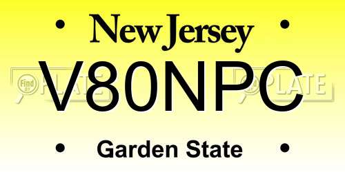 V80NPC New Jersey License Plate