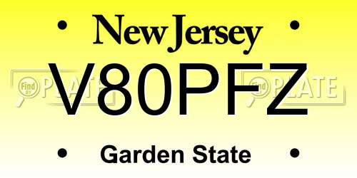 V80PFZ New Jersey License Plate