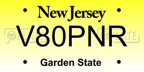 V80PNR New Jersey License Plate