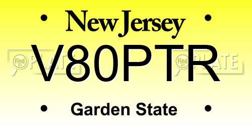 V80PTR New Jersey License Plate