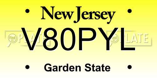V80PYL New Jersey License Plate