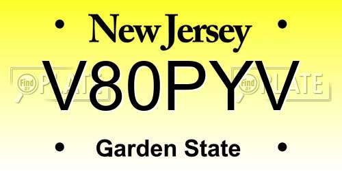 V80PYV New Jersey License Plate