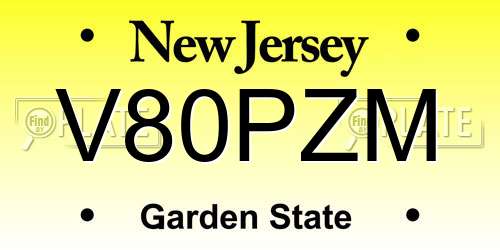 V80PZM New Jersey License Plate