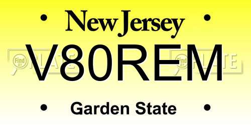 V80REM New Jersey License Plate