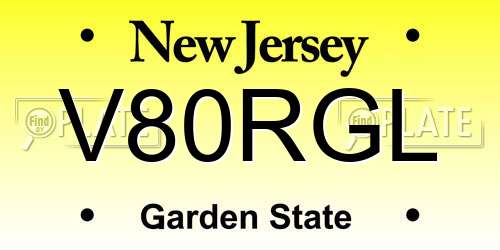 V80RGL New Jersey License Plate