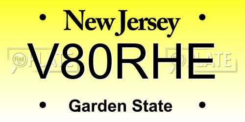 V80RHE New Jersey License Plate