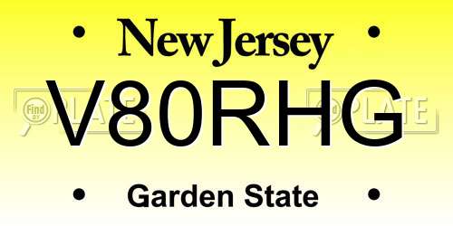 V80RHG New Jersey License Plate