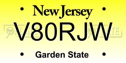 V80RJW New Jersey License Plate