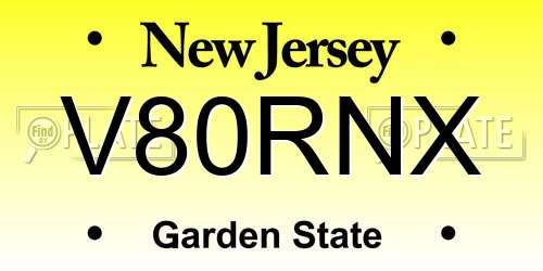 V80RNX New Jersey License Plate