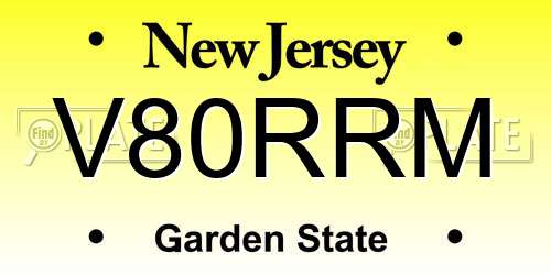 V80RRM New Jersey License Plate
